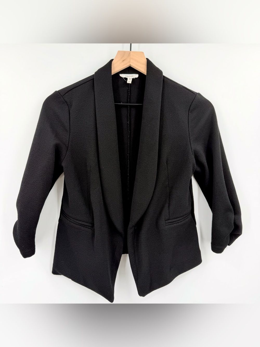 Maurices Women’s M Black Open Front Blazer 3/4 Sleeve Business Casual